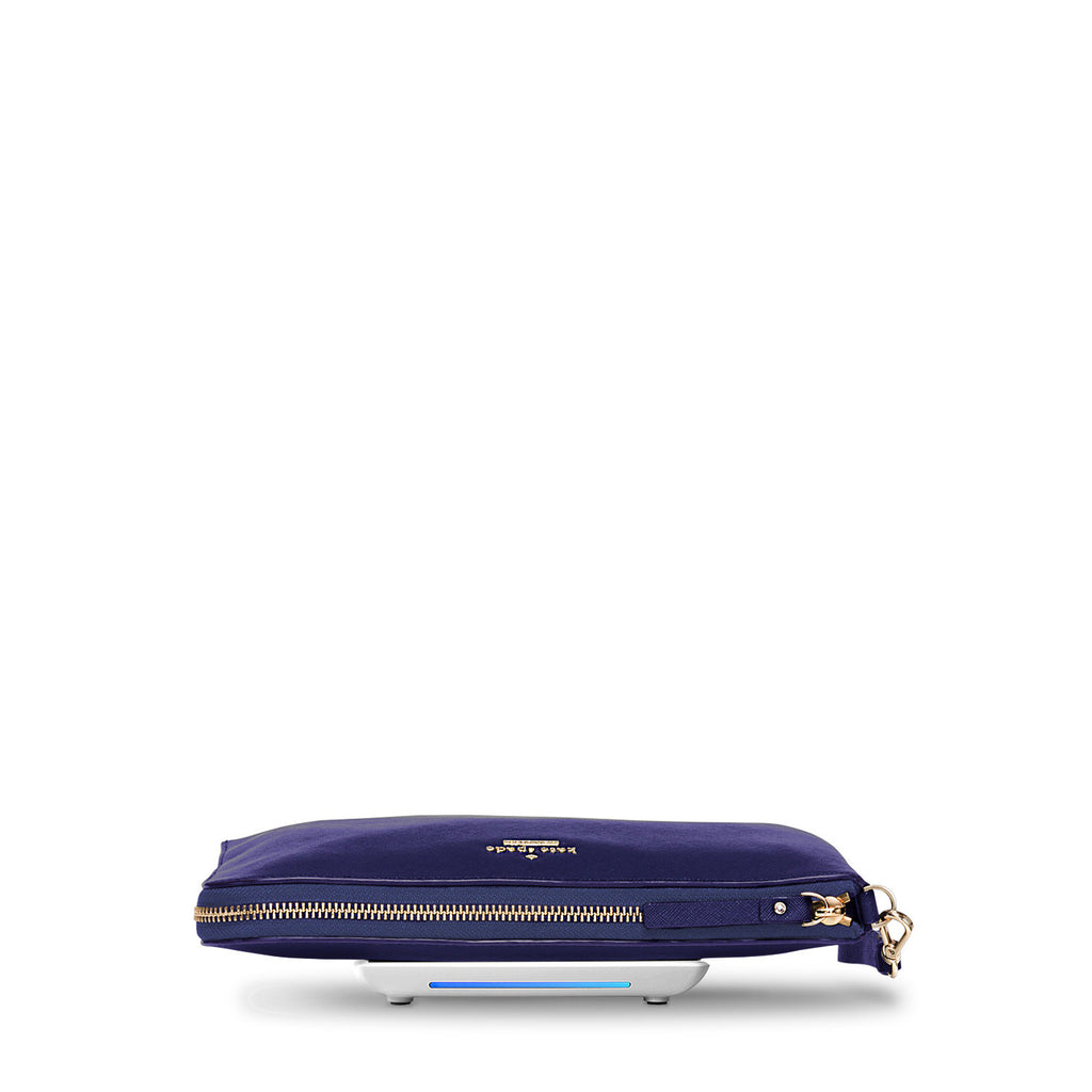 Everpurse Kate Spade Quentin French Blue Wristlet: Clutch with Phone Charger on Charging Platform