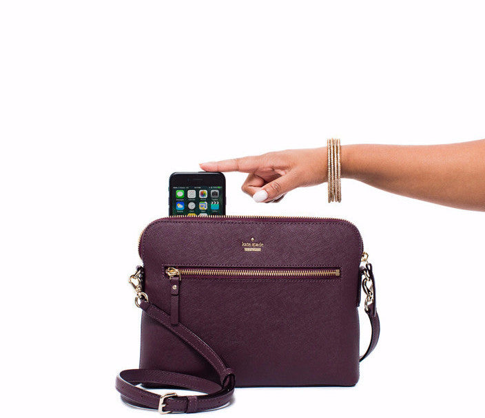 Everpurse Kate Spade Zana Black Crossbody Handbag with Phone Charger with iPhone Inserted