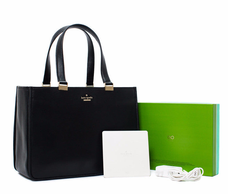 Everpurse Kate Spade Handbag with Phone Charger Frieda Black Tote﻿ with Accessories