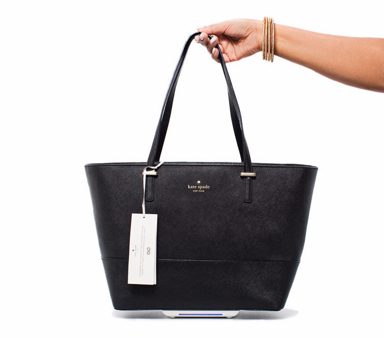 Kate spade black leather tote bag Clearance