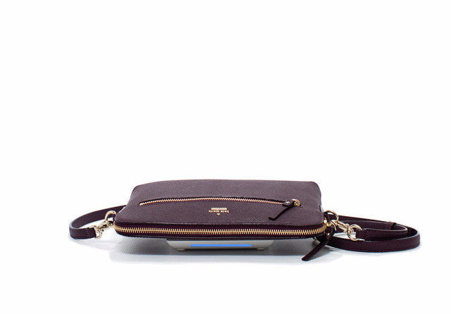Everpurse Kate Spade Zana Maroon Crossbody Bag that Charges Phone on Charging Platform