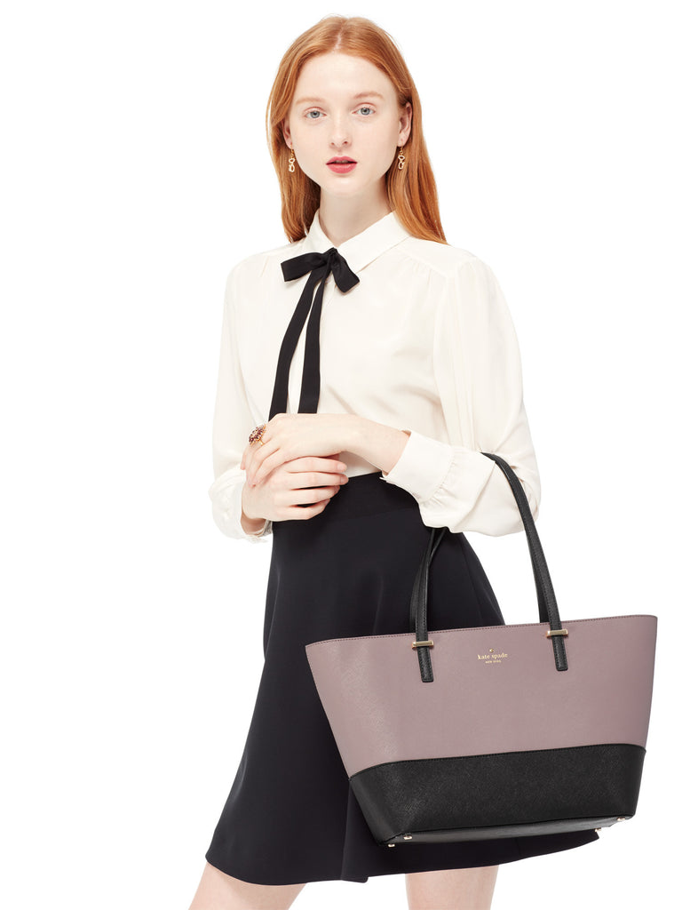 Everpurse Kate Spade Small Harmony Porcini/Black Colorblock Tote: Smartphone Charging Purse with Model